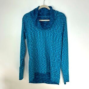 Athleta Space Dye Tranquility Cowl Neck Pullover Women’s Size M With Thumb Holes